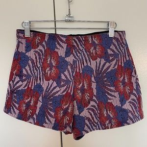 ZARA Hibiscus Palm High-waisted Knit Retro Shorts